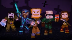 The Order of the Stone getting ready to kill the Ender Dragon.