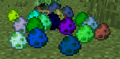 Various spawn eggs utilizing their old color scheme before 12w01a