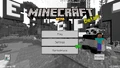 The Bedrock Edition menu screen for beta users.