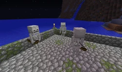 Skeleton and mossy cobblestone.