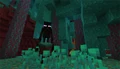 Enderman in una foresta distorta.