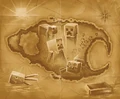 Illustrated map of Guy’s initial island.