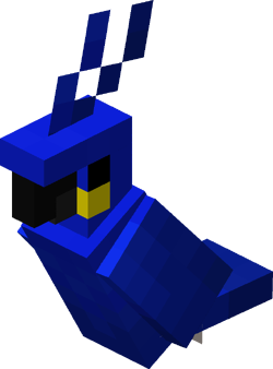 A sitting blue parrot.
