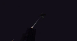 An ender dragon being hit with the "healing beam" of an end crystal.