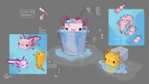 "Cutie in a Bucket". Concept art of Axolotl.