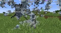 An excessive amount of illagers, including several hundred evokers, vindicators, and illusioners spawned by command blocks. Note the abundance of Vexes that originate from the evokers.