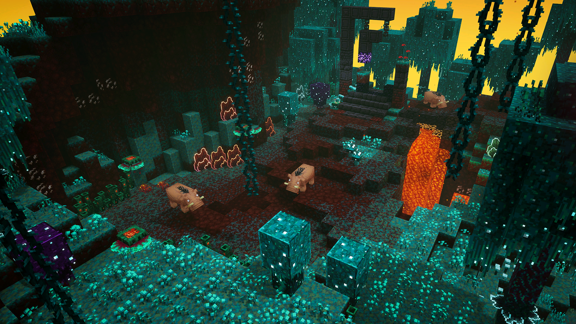 La Forêt biscornue est un lieu dans Minecraft Dungeons DLC Flammes du Nethe...