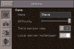 Options screen from v0.7.0 to v0.7.5.