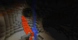 Un árbol generado en una profunda muy cueva, con la luz proveniente de la lava.