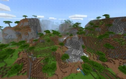 As montanhas de savana na Edição Bedrock.
