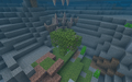 An azalea tree that was generated underwater in Bedrock Edition.