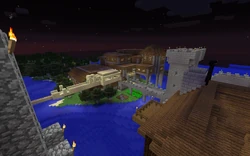 A large house made out of spruce planks.