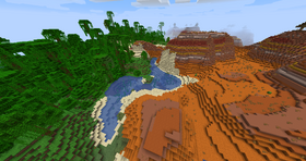 Jungle and Badlands biome generated next to each other.