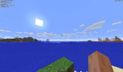 The view across an ocean with the maximum render distance.