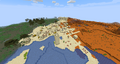 A village that generated almost entirely within the badlands and eroded badlands biomes.