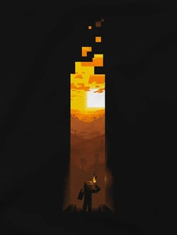 Official T-shirt artwork depicting a scene that resembles a torch. Made by JINX.