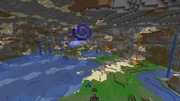 Buffet world with the Caves generator and checkerboard biomes of size 0
