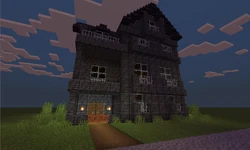 A house made of polished deepslate.