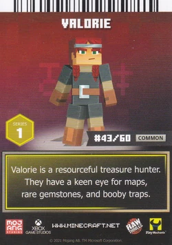 The back of Valorie's arcade card.