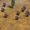 A group of Militia-units as piglin mace runts running.