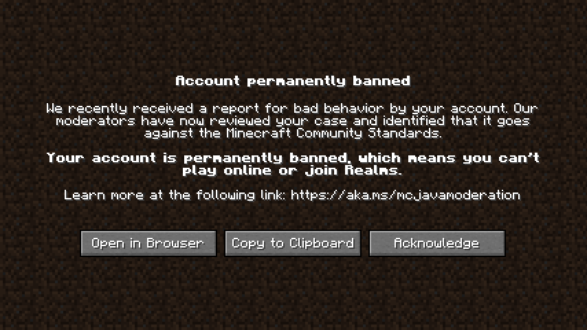 Account permanently banned