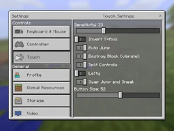 The options screen from 1.0.4 to 1.1.5.