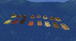 All types of boats next to each other.