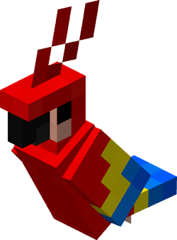A sitting red parrot.