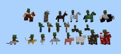 Every mob being ridden by a baby zombie or variants.