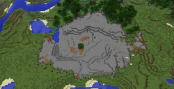 An oak generated on dirt in a erosion.