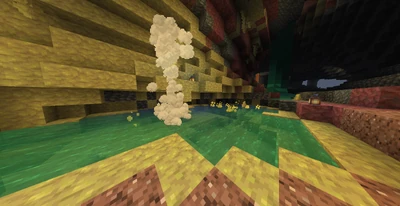 A sulfur geyser, created by placing magma block under potent sulfur.