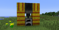 The 13w18a Banner, Showing a block of coal, furnace, hopper, and multiple hay bales.