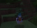 A Chicken Jockey during a night phase in Bedrock Edition. This was taken in Version 1.21.72 and the zombie pictured could mount another mob even if the chicken it was riding was killed by the player, an Iron Golem, by fire, etc.