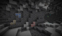 Normal ores generating within deepslate (before the addition of deepslate ores).