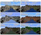The same terrain in different biomes.