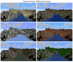 The same terrain in different biomes.