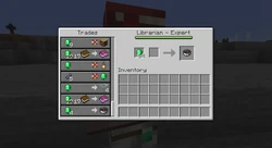 Purchasing a compass from a librarian villager.