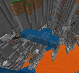 Water floating in midair over a canyon