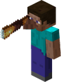 Steve using a spyglass before its 3D model was added.