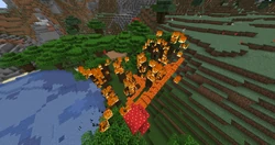 Fuoco visto in una foresta in fiamme.