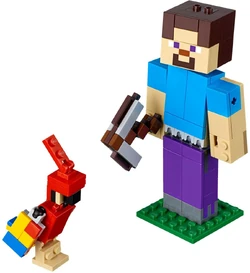LEGO Minecraft Steve BigFig with parrot.