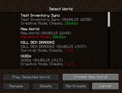 First image of worlds displaying the last played version.