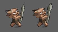 Piglin runt with big sharp poles concept art.