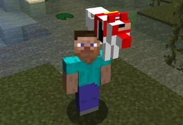 A parrot with a dog's model.