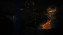 A mineshaft spreads into the deep dark and they blend together (before snapshot 22w19a).