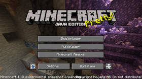 Java Edition 1.18 experimental snapshot 2 menu