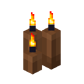 Three Brown Candles (lit)