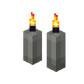 Two Light Gray Candles (lit)