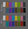 An image, tweeted by Jeb, showcasing the changes he made to the banner color palette in the 1.12 update.