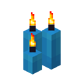 Three Light Blue Candles (lit)